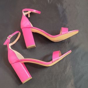MADDEN GIRL BELLA VIOLET SATIN TWO-PIECE BLOCK HEEL SANDALS NWT PINK Size 8.5